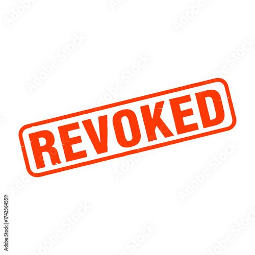 Red 'revoked' stamp mark symbol with textured effect over black background vector