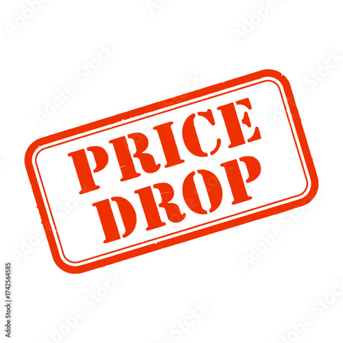 Red price drop stamp graphic showing discount offer for marketing campaigns vector