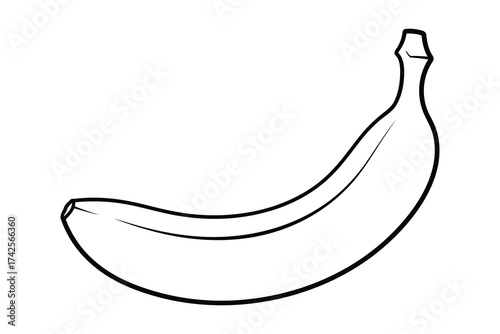 Illustration of a banana, a tropical fruit with a curved shape and yellow peel
