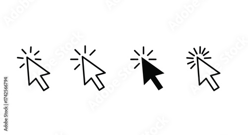 Four simple black and white cursor icons shown in varying states
