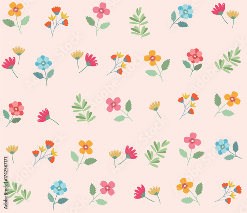flower patterns, plants, seasons, and leaves of various shapes