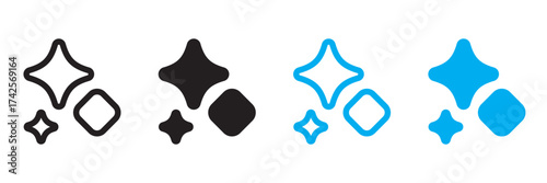 Generative AI user interface. AI star icon. Tools for generate from the text. Computer help assistant. Large data processing concept. Icon element design for app and web. Vector illustration