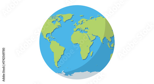 Stylized Earth Globe with Continents and Oceans Illustration.