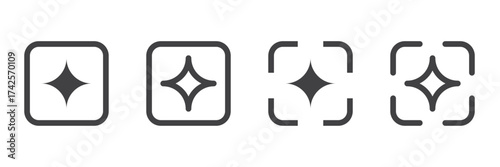 Generative AI user interface. AI star icon. Tools for generate from the text. Computer help assistant. Large data processing concept. Icon element design for app and web. Vector illustration