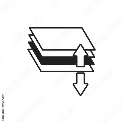 Sort Stack Icon, Card Deck Ordering System Outline Glyph