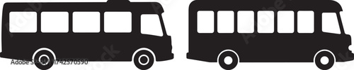 Two black bus silhouettes side by side