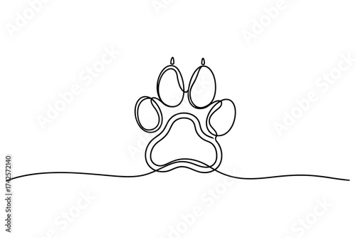 Vector art of continuous line drawing of a paw print simple vector illustration