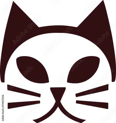 Simple Cat Face Silhouette: A clean and modern silhouette design of a cat face, featuring minimalist details and bold lines. The image captures the essence of a feline's expression.