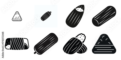 tamale simple silhouette vector illustration icon set