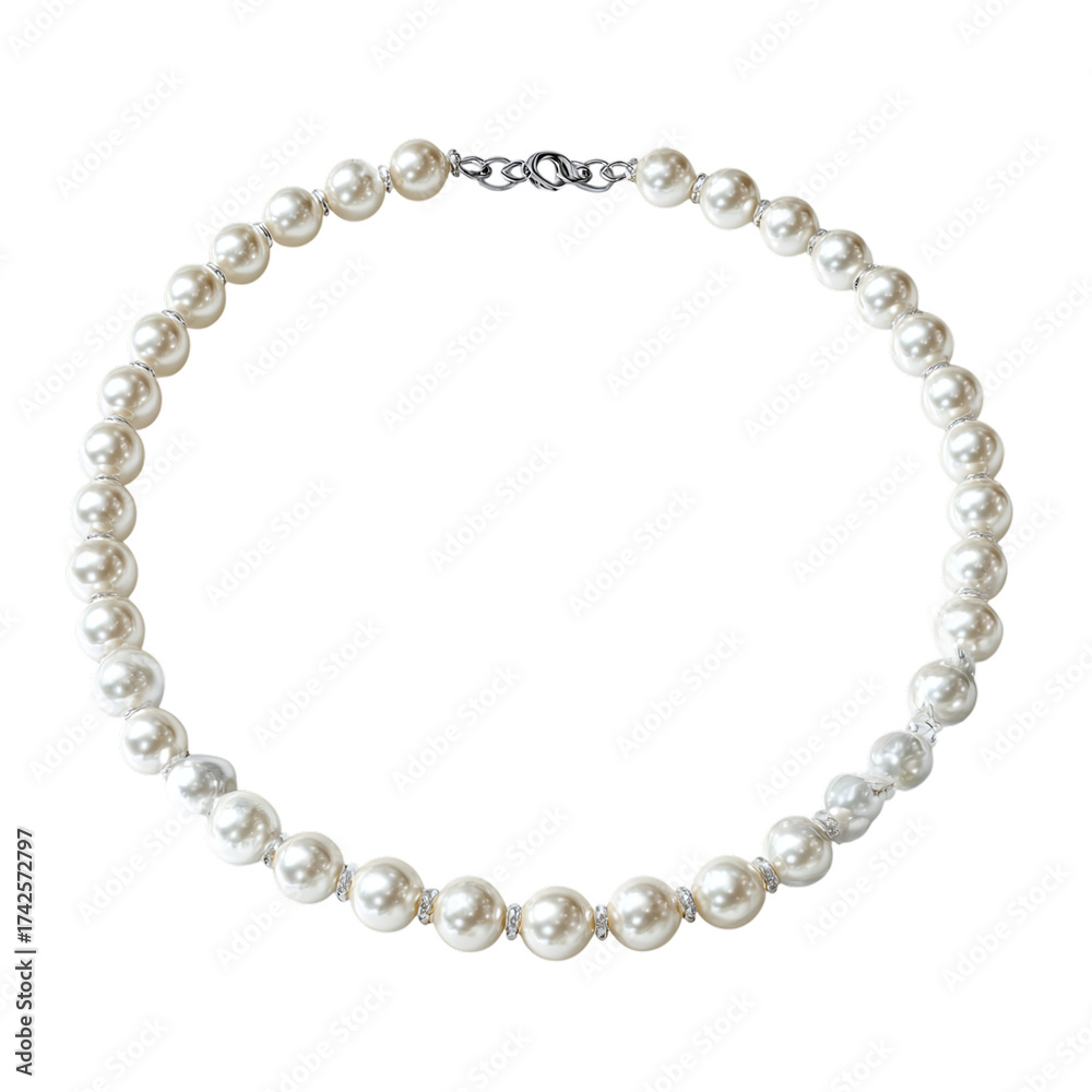 Obraz premium Pearl necklace on white background isolated on transparent background