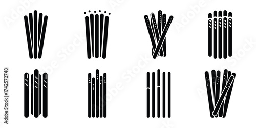 breadsticks simple silhouette vector illustration icon set