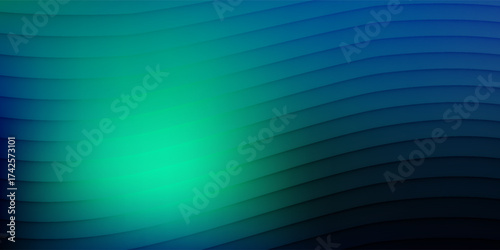 Futuristic neon texture with vibrant shades of blue green gradients and bright smooth fluted vertical lines. Futuristic Technology Concept