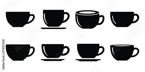 coffee cup simple silhouette vector illustration icon set