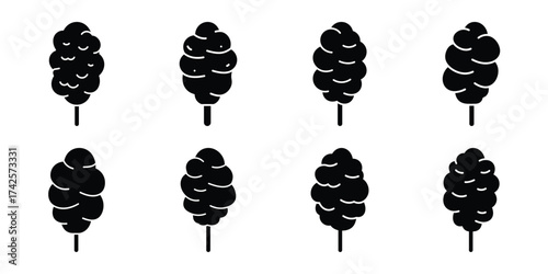 cotton candy simple silhouette vector illustration icon set