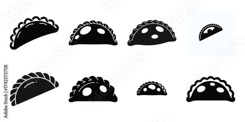 empanada simple silhouette vector illustration icon set