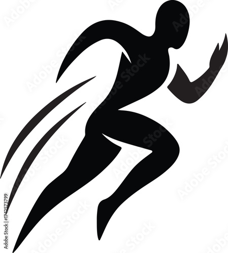 Speed and Motion: A dynamic silhouette captures the essence of speed and athleticism, as the runner strides forward with grace and power, embodying the spirit of competition.