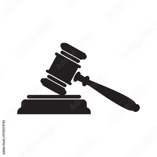 Judge Gavel Silhouette Icon – Law, Justice, and Court Symbol Vector Illustratio
