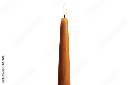 Vector art of burning candle, a single taper candle with a flickering flame on top