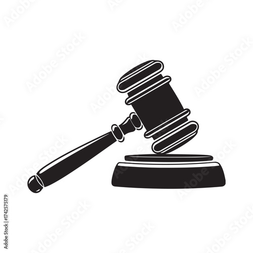 Judge Gavel Silhouette Icon – Law, Justice, and Court Symbol Vector Illustratio
