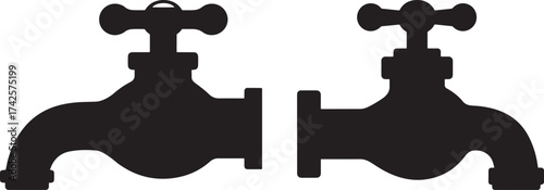 Two vintage faucets silhouette