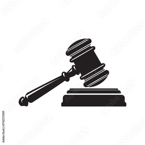 Judge Gavel Silhouette Icon – Law, Justice, and Court Symbol Vector Illustratio