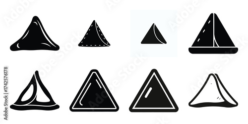 samosa simple silhouette vector illustration icon set