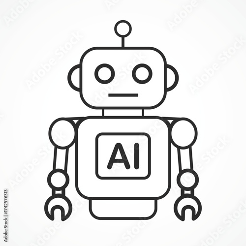 AI Robot Character Icon – Artificial Intelligence Automation and Smart Machine Technology Illustration