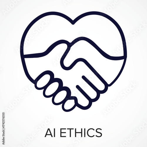 AI Ethics line Icon Vector – Responsible Artificial Intelligence, Fairness, and Trust in Technology, line vector style with modern minimal design