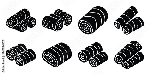spring rolls simple silhouette vector illustration icon set