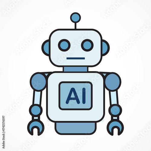 Artificial Intelligence Robot Icon with AI Processor – Smart Automation and Machine Learning Technology Concept