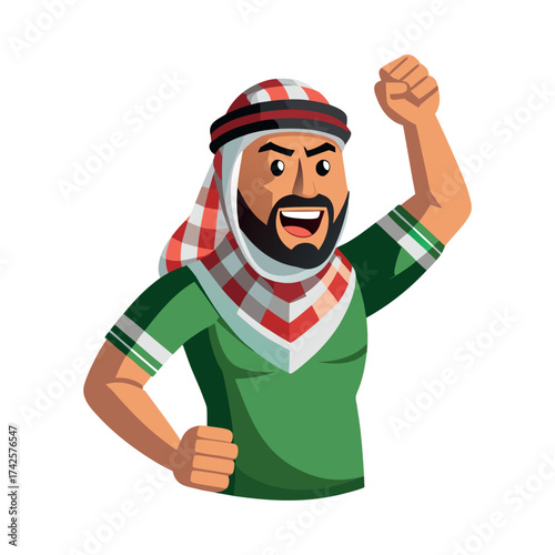 cartoon of a man rising hand