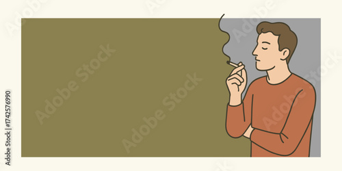 Man Smoking A Depiction of Addiction and Health Concerns in a Simple Illustration
