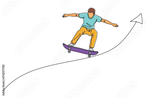 Vector art of skateboarder riding up a line, a dynamic illustration of extreme sport
