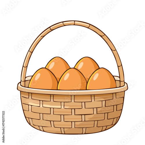 Eggs in the basket vector illustration. Diary, Food, Ingredients element.