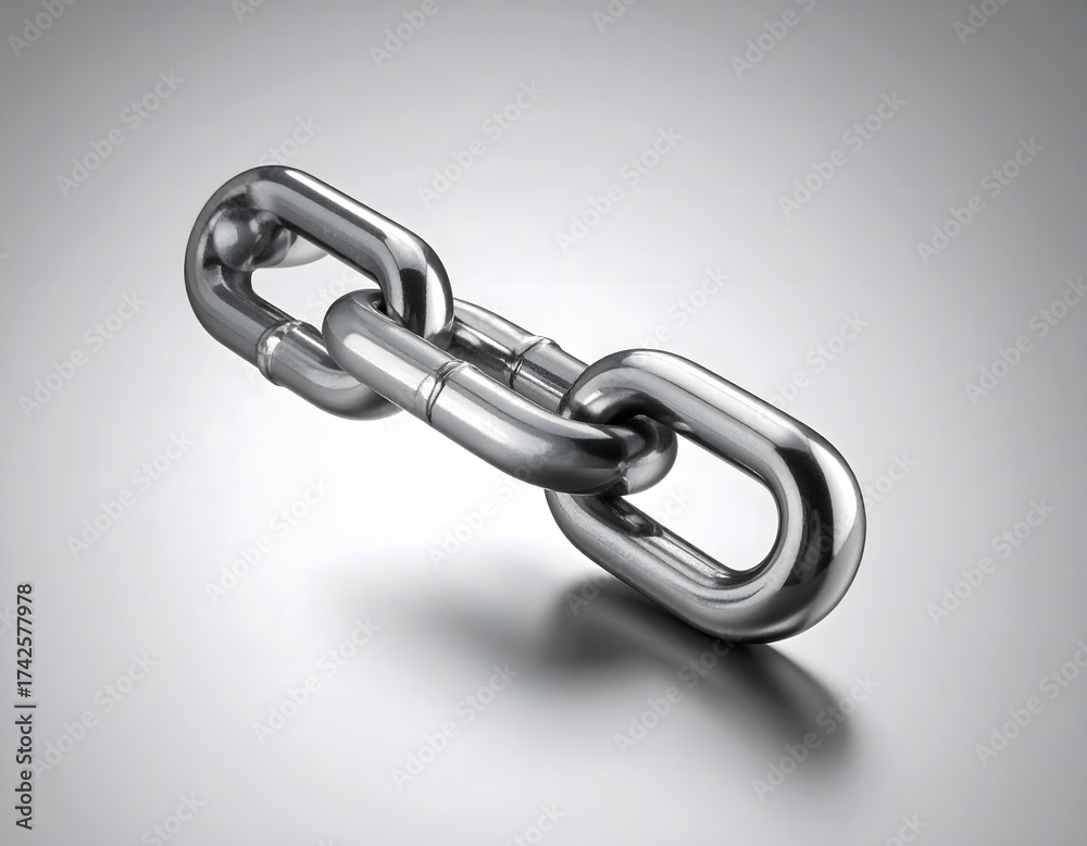 Obraz premium Shiny Metallic Chain Link Isolated on a Grey Gradient