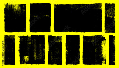 Ink roller textures set, grunge stamp texture, dust overlay dirty backgrounds with rough edges, letterpress grain texture design