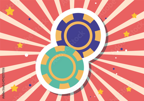 Casino simple flat style chips concept. Vector graphic design illustration element