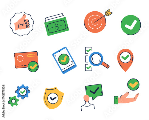 Business icon economy financial money trade strategy isolated set. Vector flat graphic design element concept illustration