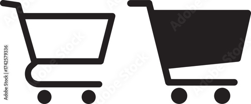 Two shopping cart icons silhouette