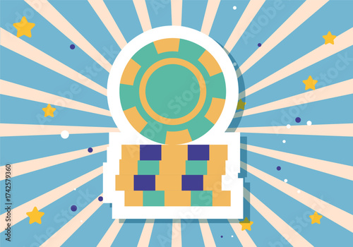 Casino simple flat style chips concept. Vector graphic design illustration element
