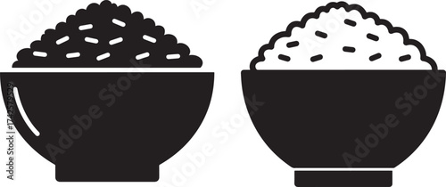 Two bowls of rice silhouette