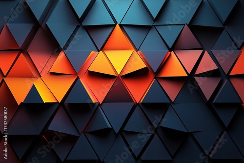 layered triangles with gradient shadows creating depth