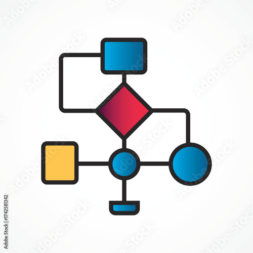 Data Flow Algorithm Icon – Programming and System Logic Concept