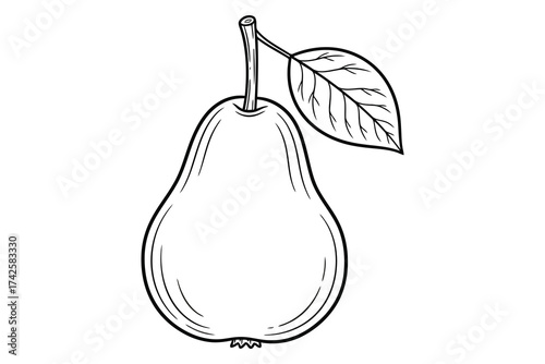 Illustration of a pear with a leaf
