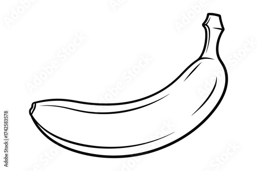 Vector art of banana illustration, a simple black and white drawing of a single banana