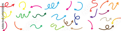 colorful hand drawing arrow symbol  vector set.