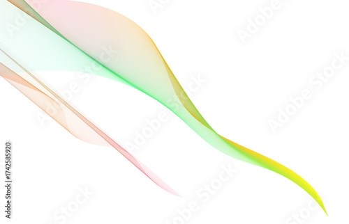 Light silver mesh ribbon shape forming elegant minimalist fluid composition.