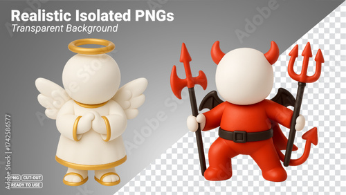 Angel And Devil 3D Mannequin Characters Transparent PNG file ready to be used.