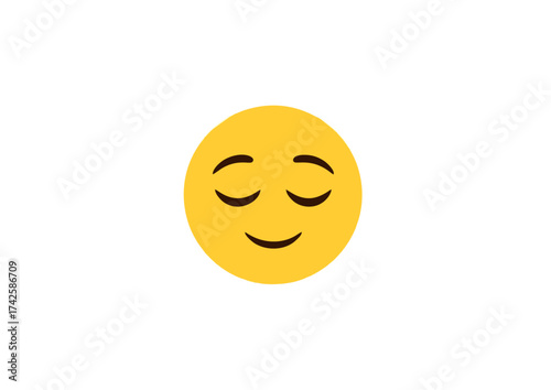 Serene yellow emoji with closed eyes and a gentle smile, representing peace and contentment