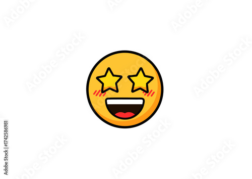 Starry Eyed Joy Animated Emoji Icon with Smiling Expression and Star Eyes Reflecting Excitement and Happiness
